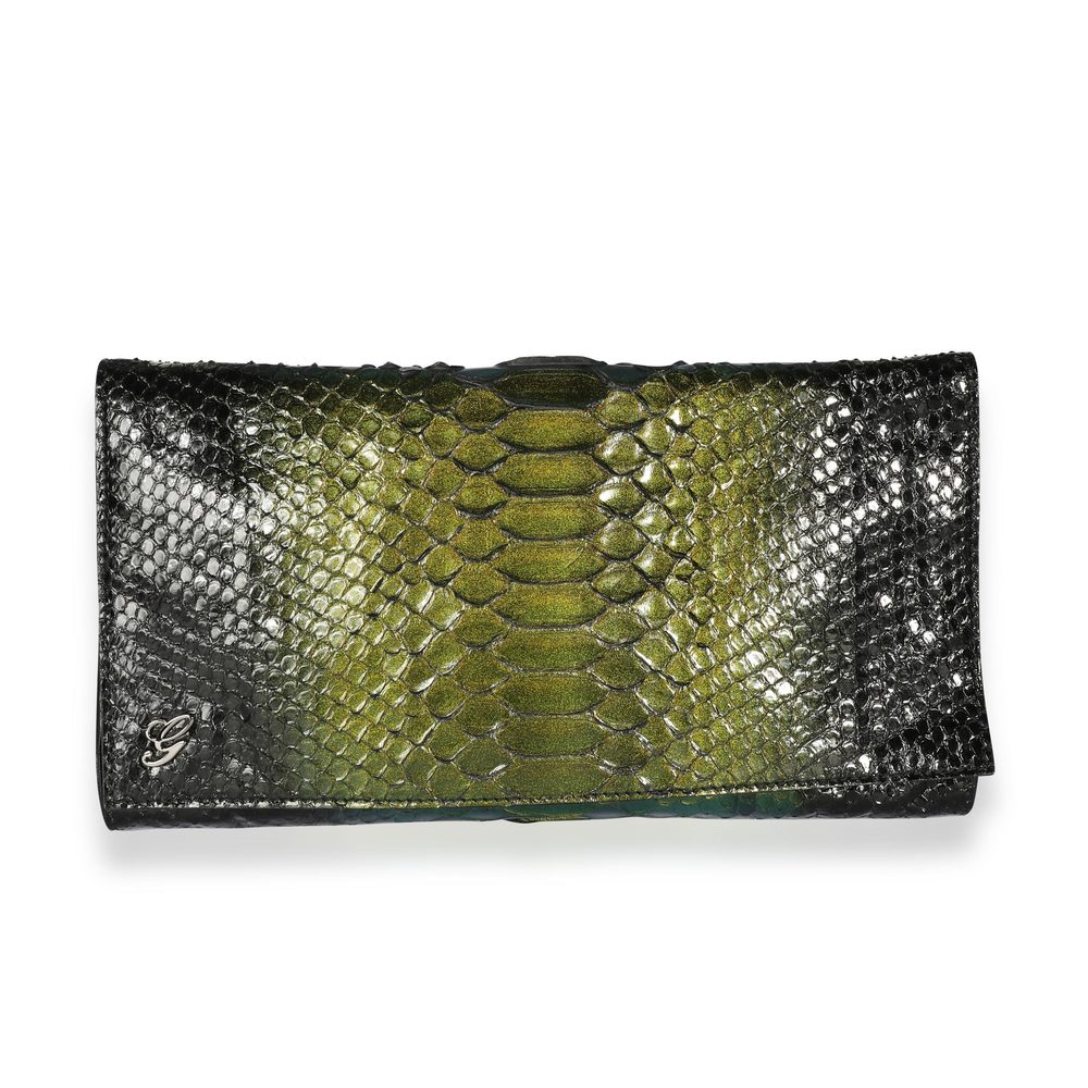 Gucci Green Python Journal Clutch - image 1